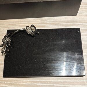 Black Marble Cheese Board with Floral Accent